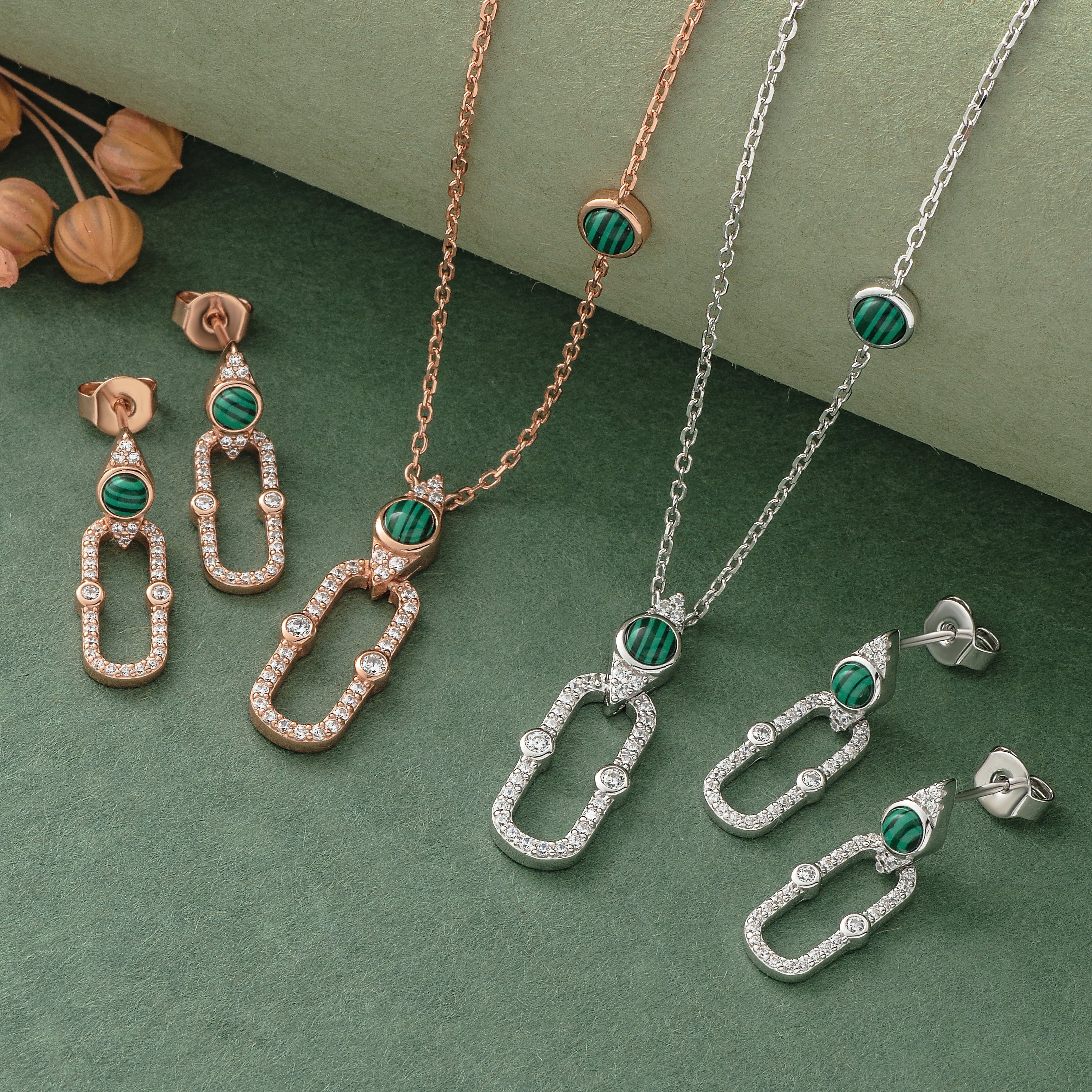 925 Silver Pendant Set With Earrings By Kesardeep For Women Rose Gold And Silver Plated Party Wear
