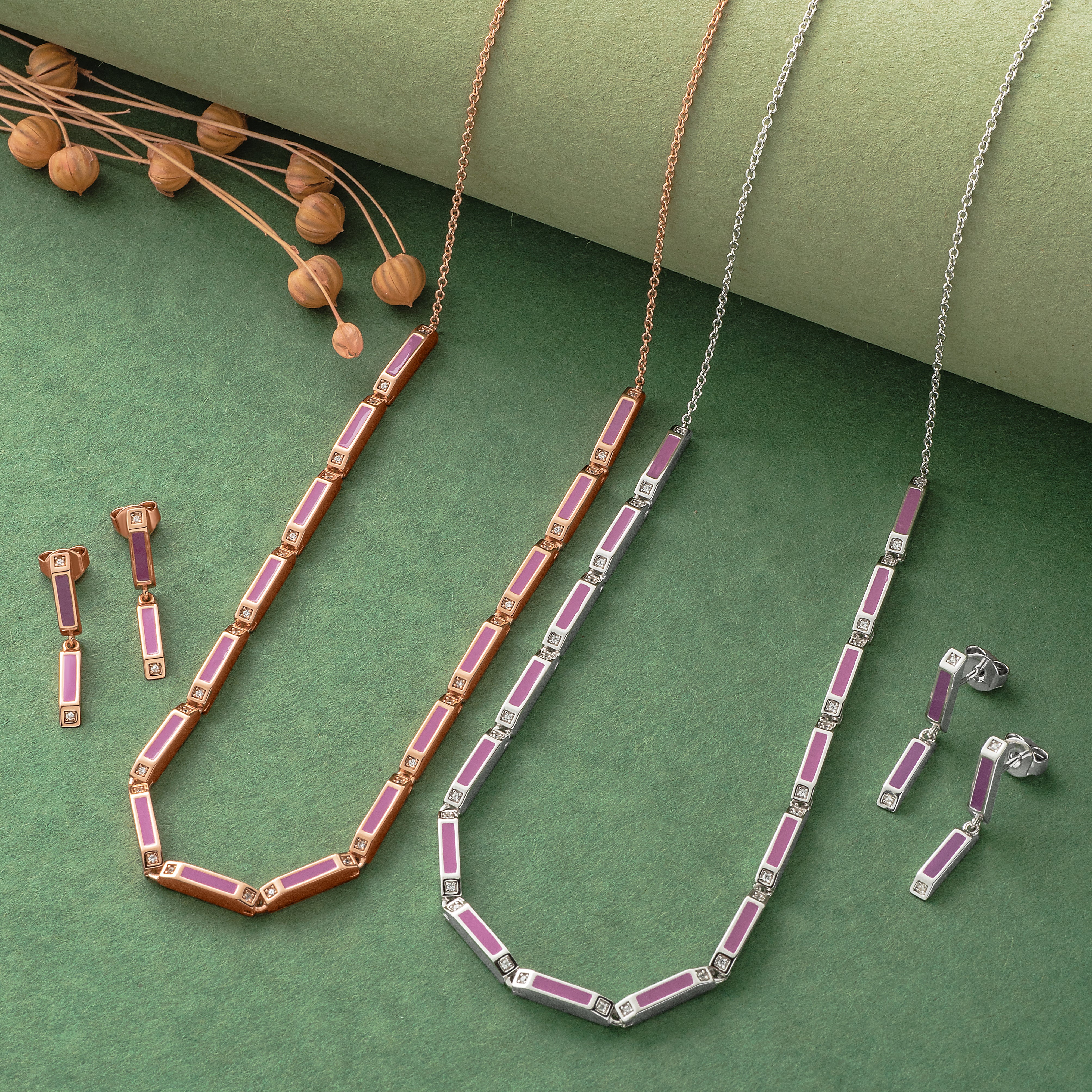 925 Silver Pendent Set With Earrings By Kesardeep For Women Rose Gold And Silver Plated Party Wear