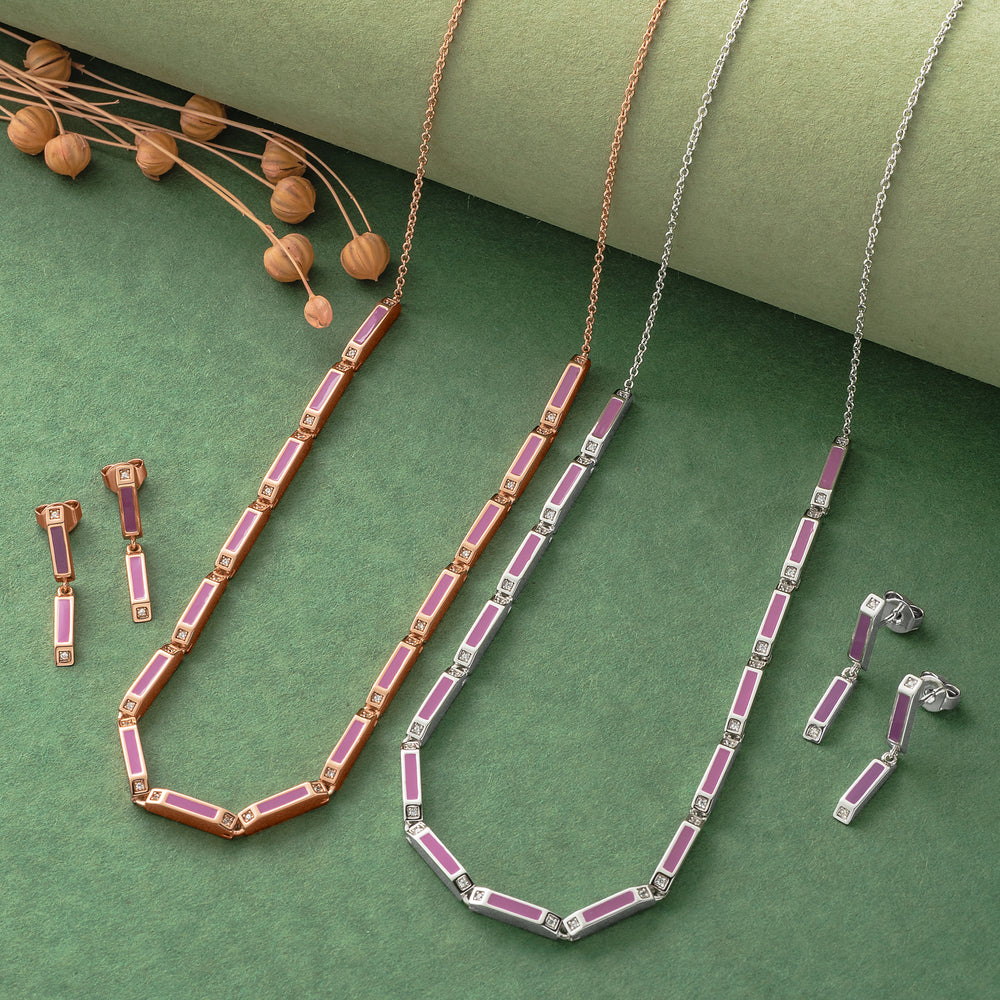 925 Silver Pendent Set With Earrings By Kesardeep For Women Rose Gold And Silver Plated Party Wear