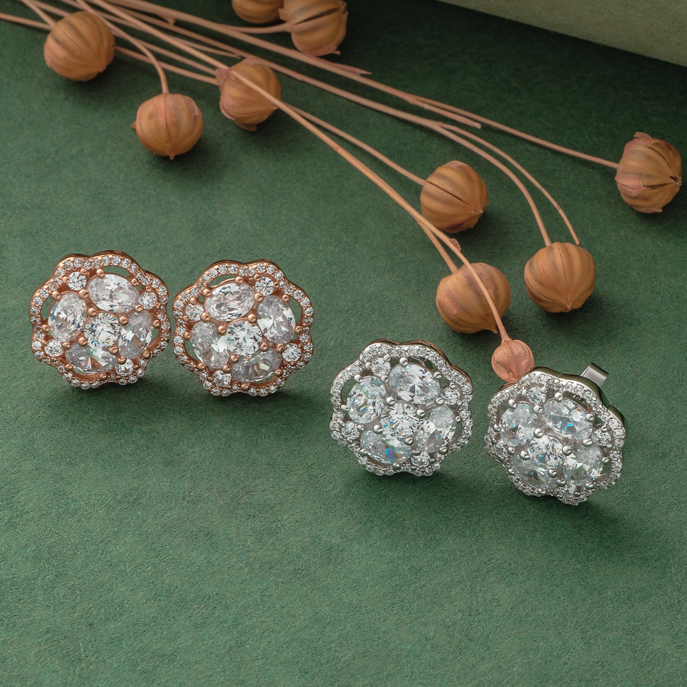 925 Silver Studs By Kesardeep For Women Rose Gold And Silver Plated Party Wear