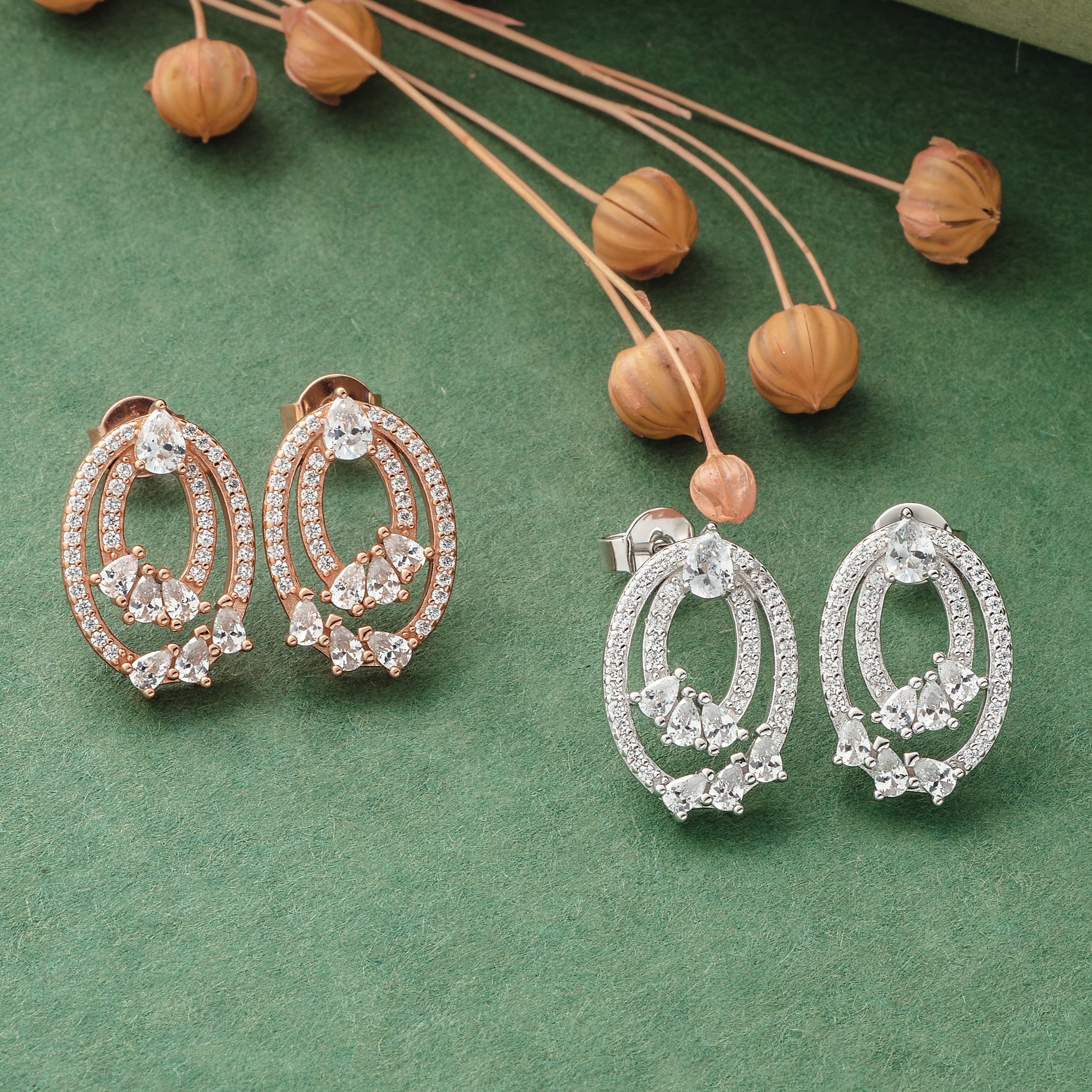 925 Silver  Earrings By Kesardeep For Women Rose Gold And Silver Plated Party Wear