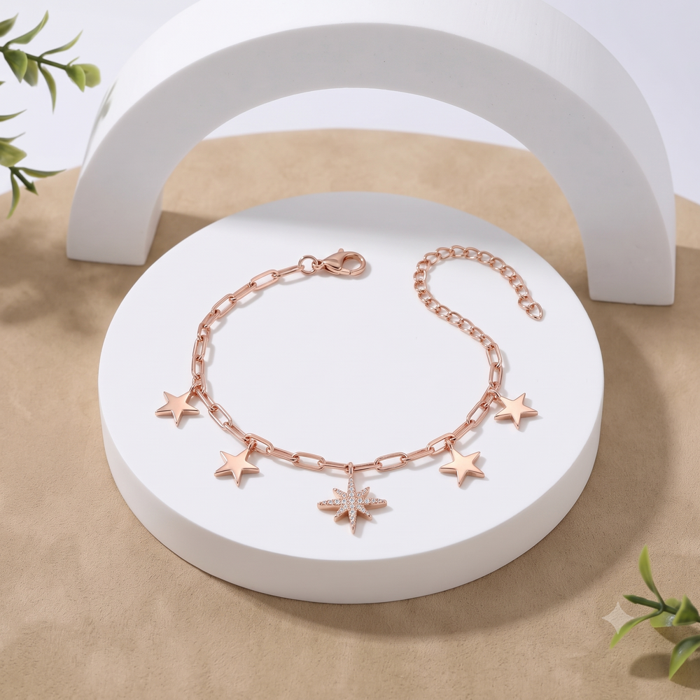 925 Silver Bracelet By Kesardeep For Women Rose Gold Plated Daily Wear