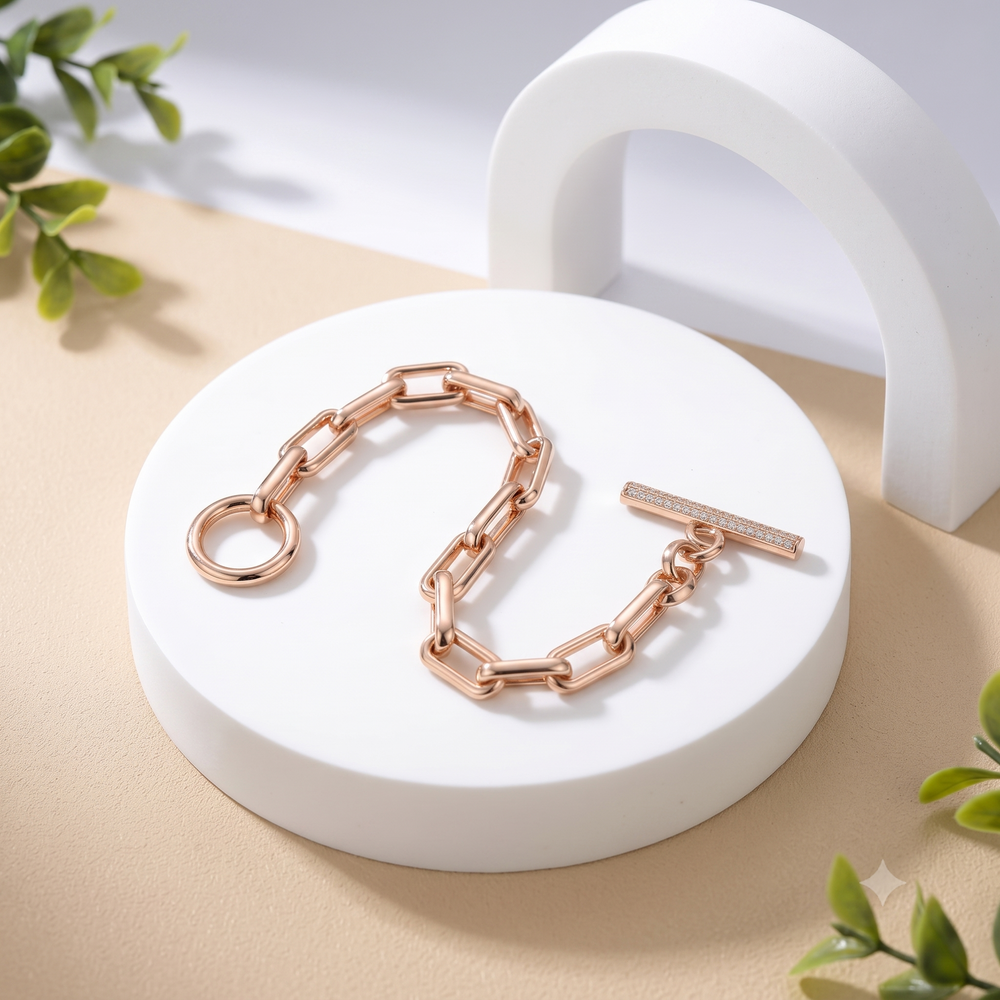 925 Silver Bracelet By Kesardeep For Women Rose Gold  Plated Daily Wear