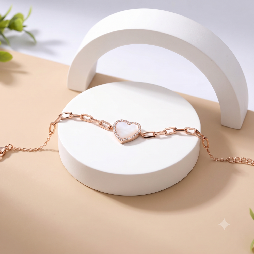 925 Silver Bracelet By Kesardeep For Women Rose Gold Plated Daily Wear