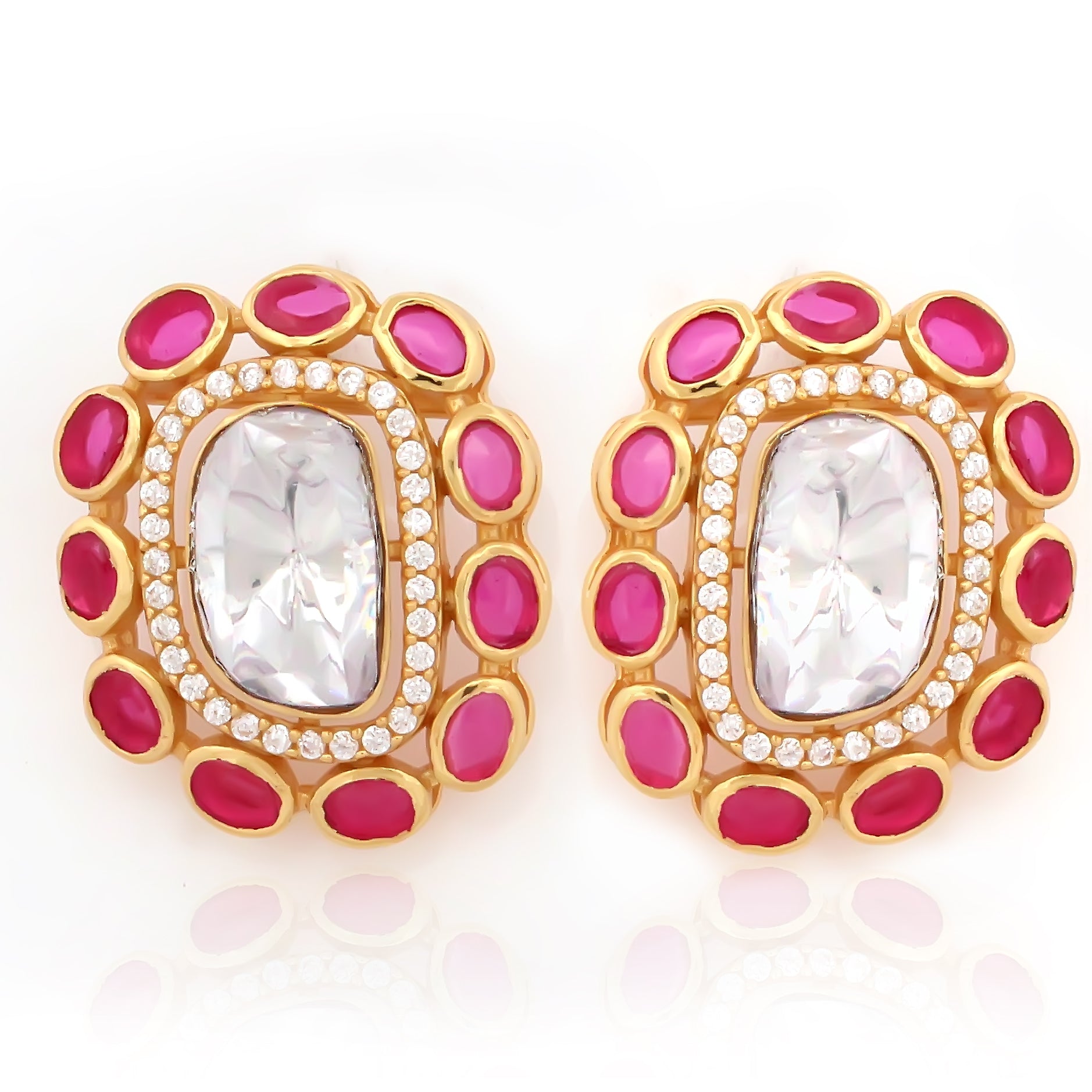 925 Sterling Silver CZ Stone Light Weight Earrings For Women By Kesardeep