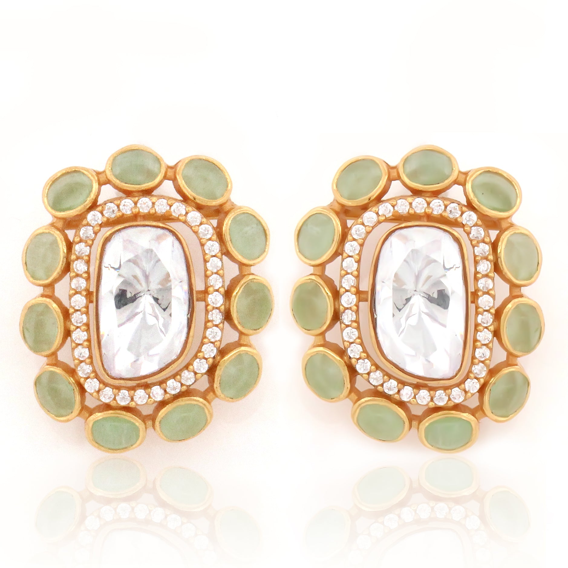 925 Sterling Silver CZ Stone Light Weight Earrings For Women By Kesardeep