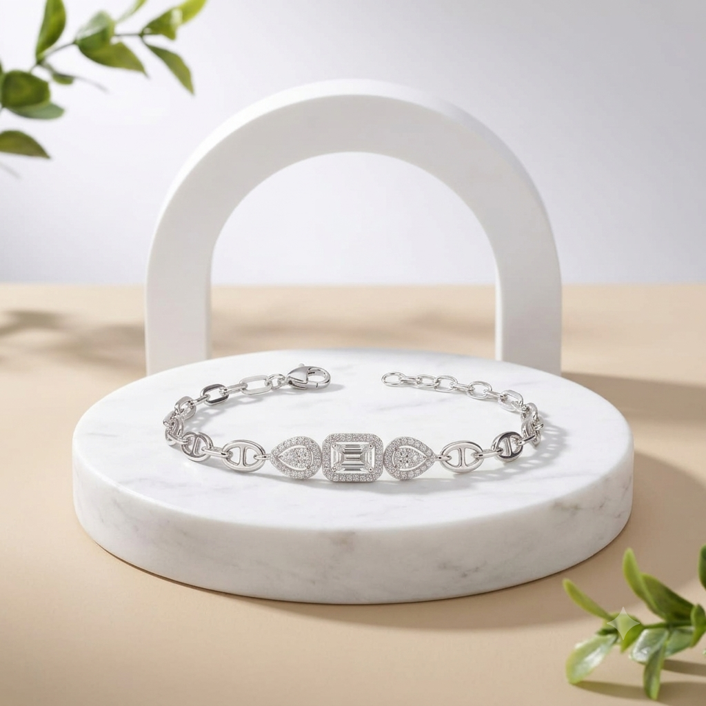 925 Silver Bracelet By Kesardeep For Women  Silver Plated Daily Wear