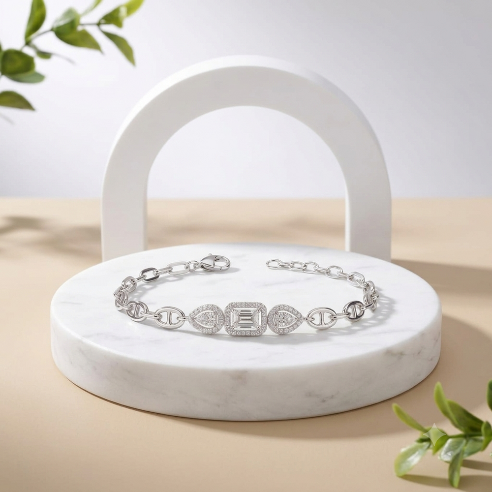 925 Silver Bracelet By Kesardeep For Women  Silver Plated Daily Wear