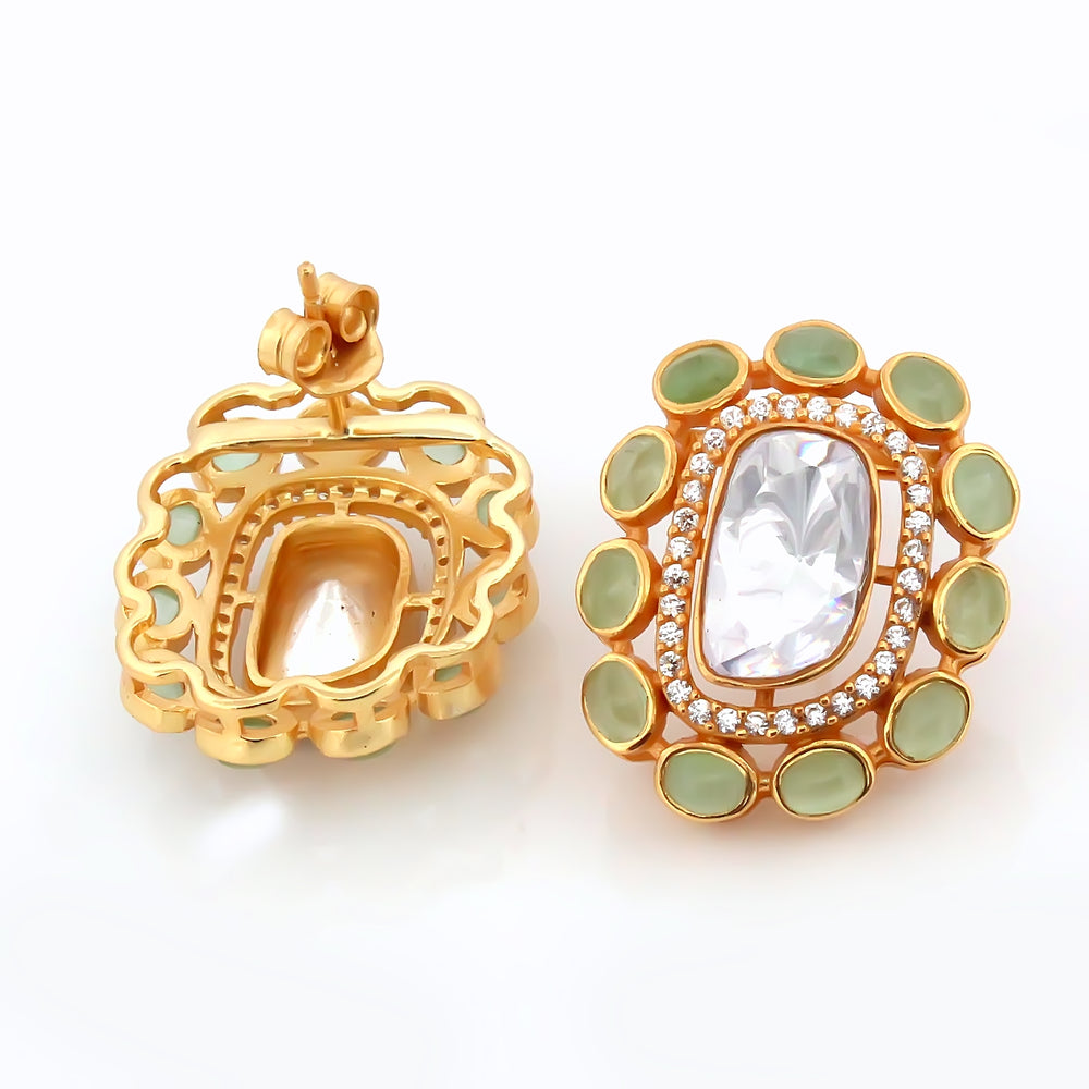 925 Sterling Silver CZ Stone Light Weight Earrings For Women By Kesardeep