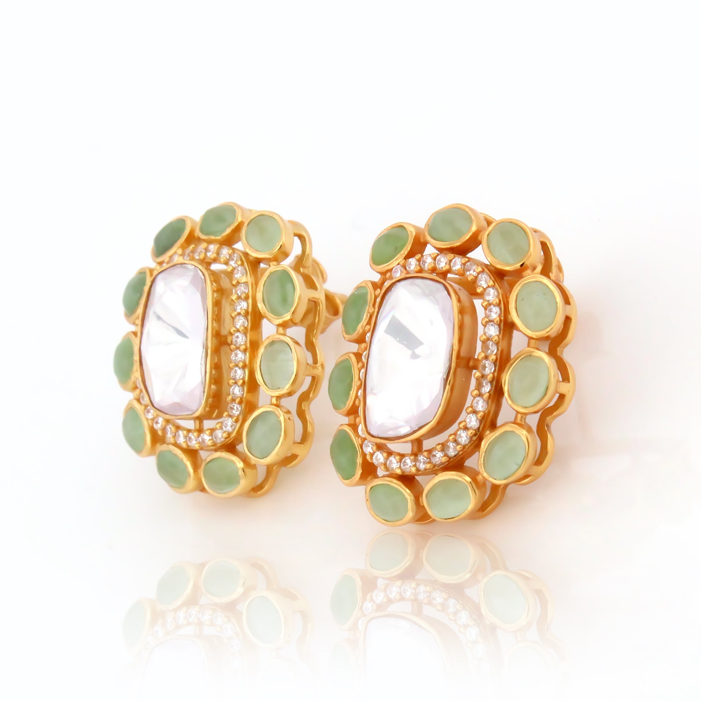 925 Sterling Silver CZ Stone Light Weight Earrings For Women By Kesardeep