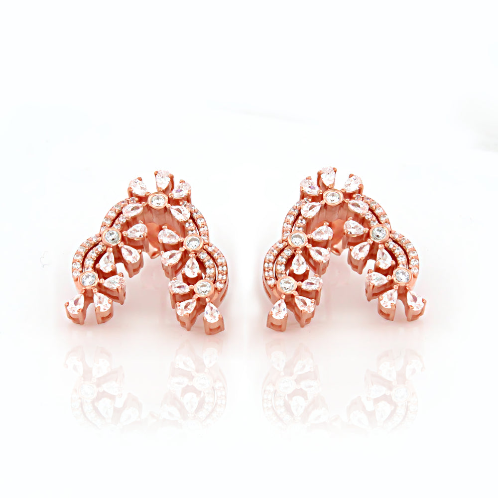 925 Sterling Silver CZ Stone Light Weight Earrings For Women By Kesardeep