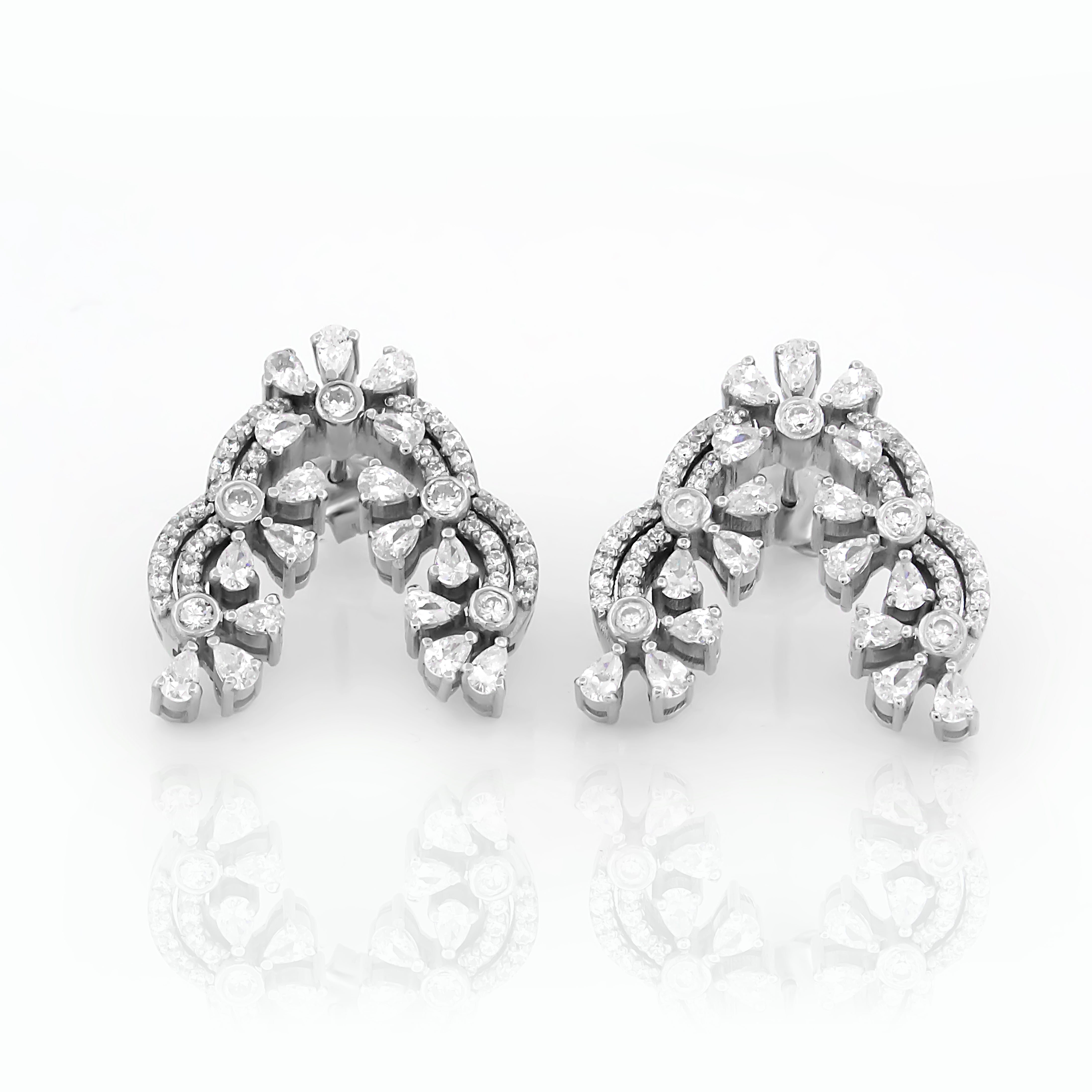 925 Sterling Silver CZ Stone Light Weight Earrings For Women By Kesardeep