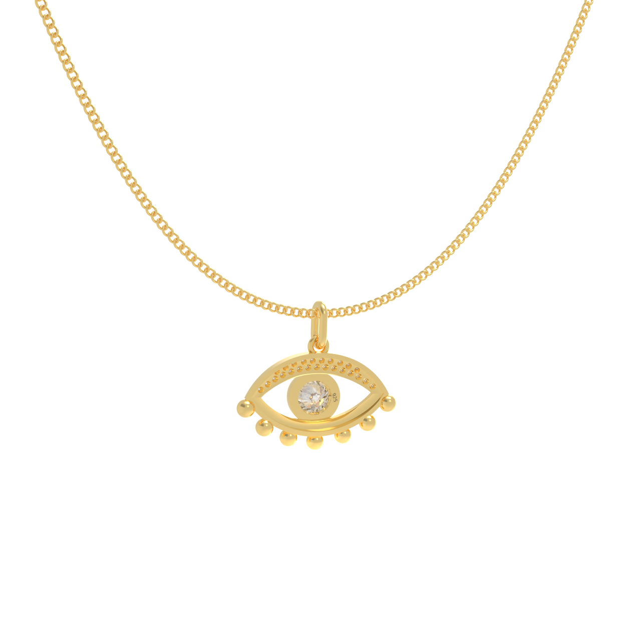 Affordable luxury God's Eye Pendant With Chain, Hallmarked 925 Sterling Silver - sitabo