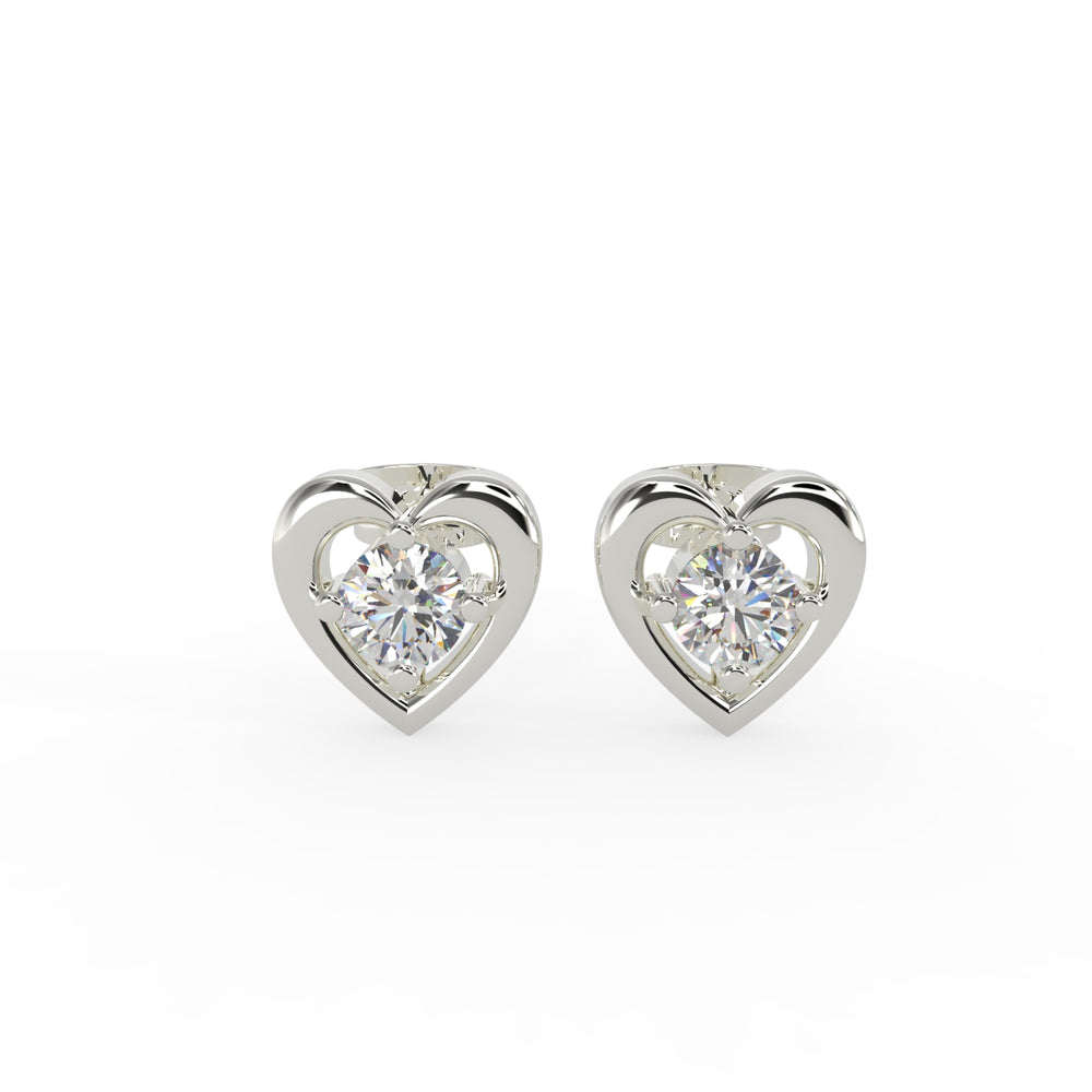 925 Sterling Silver Heart Shaped CZ Stone Light Weight Stud Earring For Women By Kesardeep