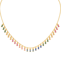 Vibrant Rainbow Charm Necklace For Her, Hallmarked 925 Sterling Silver - sitabo