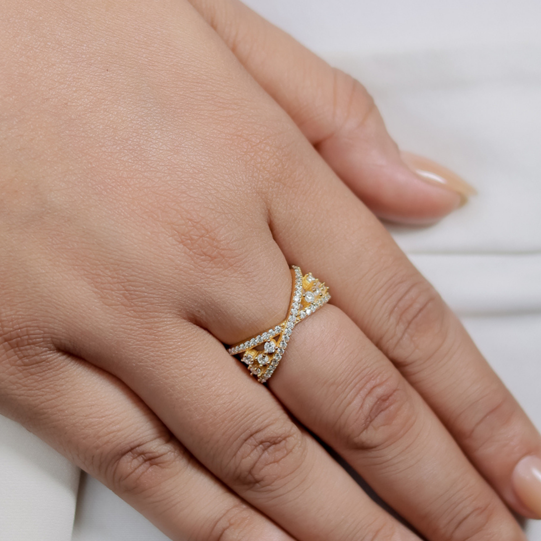 Criss Cross Statement Ring, Hallmarked 925 Sterling Silver - sitabo