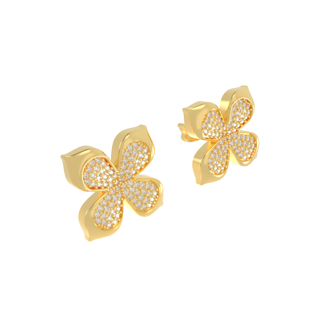 Trendy Four Leaf Flower Dangle Earrings, Hallmarked 925 Sterling Silver - sitabo