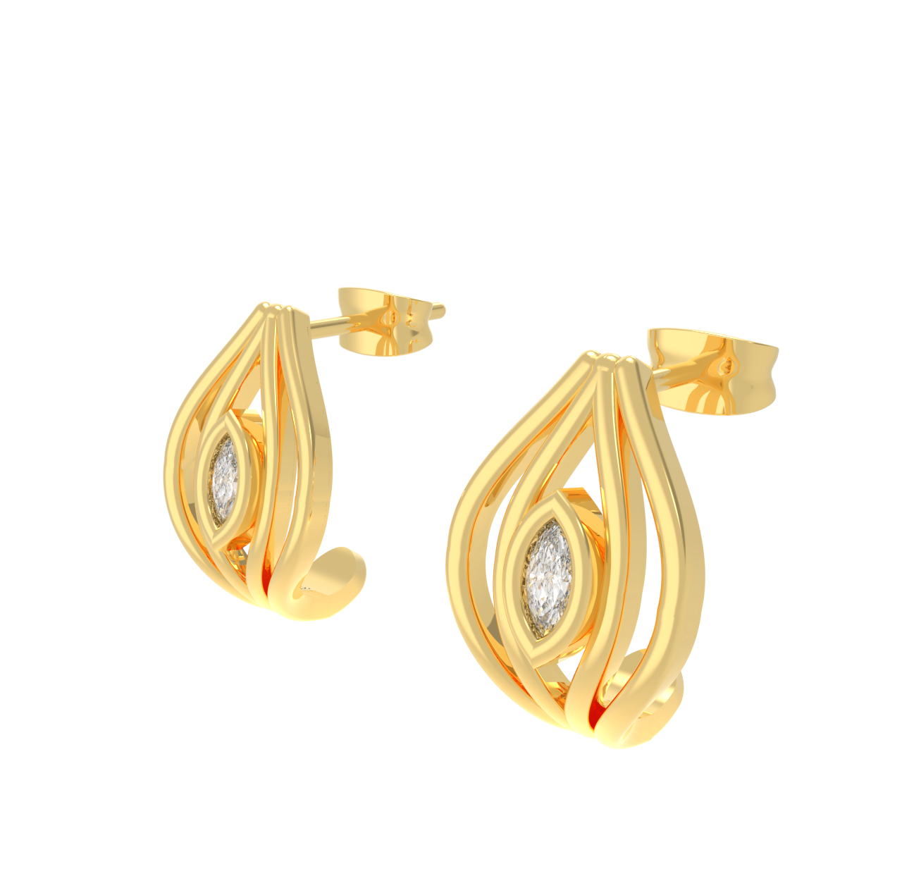 Marquise Coconut Shell Stud Earrings, Hallmarked 925 Sterling Silver - sitabo