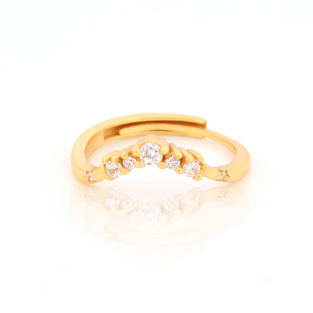 925 Sterling Silver CZ Stone Gold Plated Ring For Women By Kesardeep