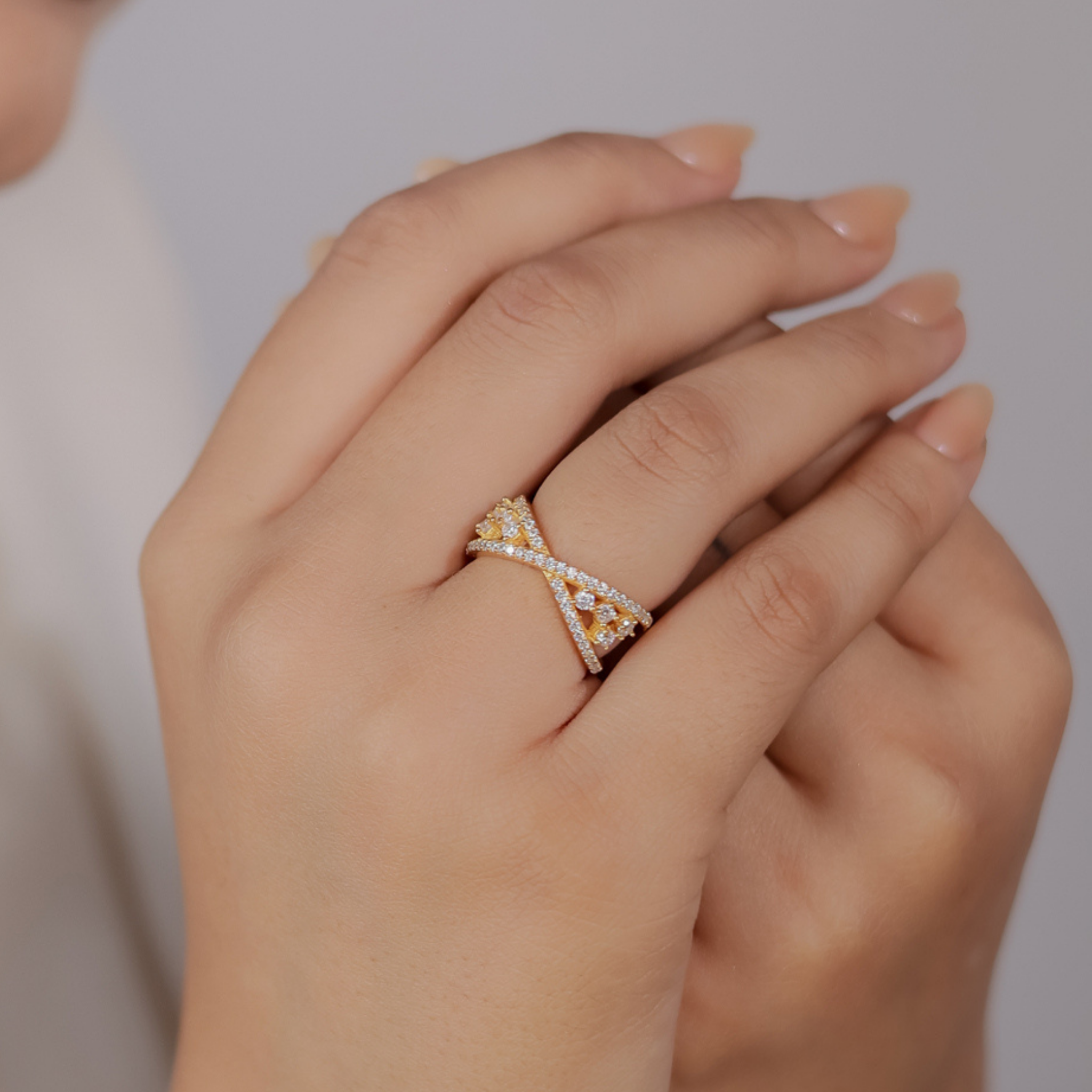 Criss Cross Statement Ring, Hallmarked 925 Sterling Silver - sitabo