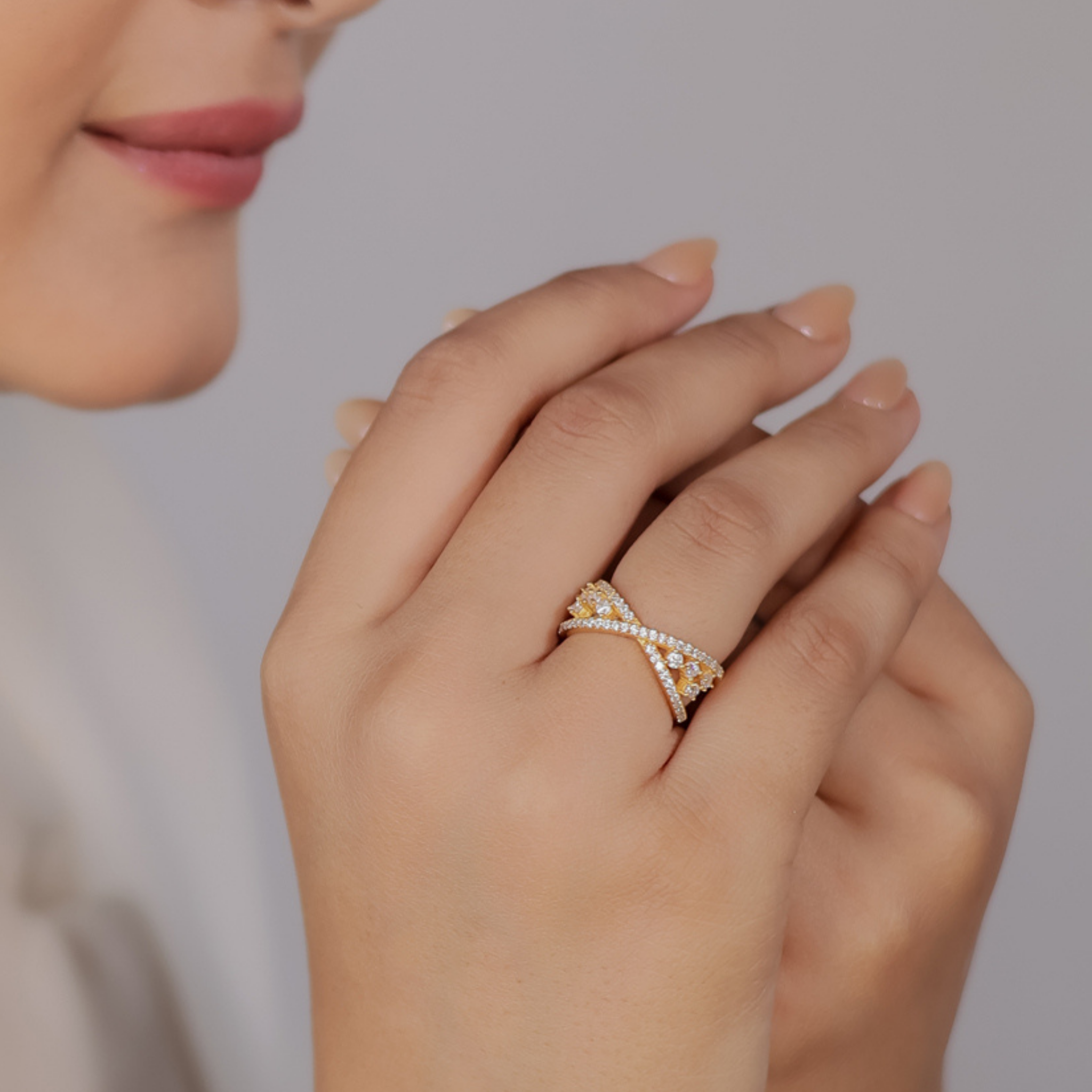 Criss Cross Statement Ring, Hallmarked 925 Sterling Silver - sitabo