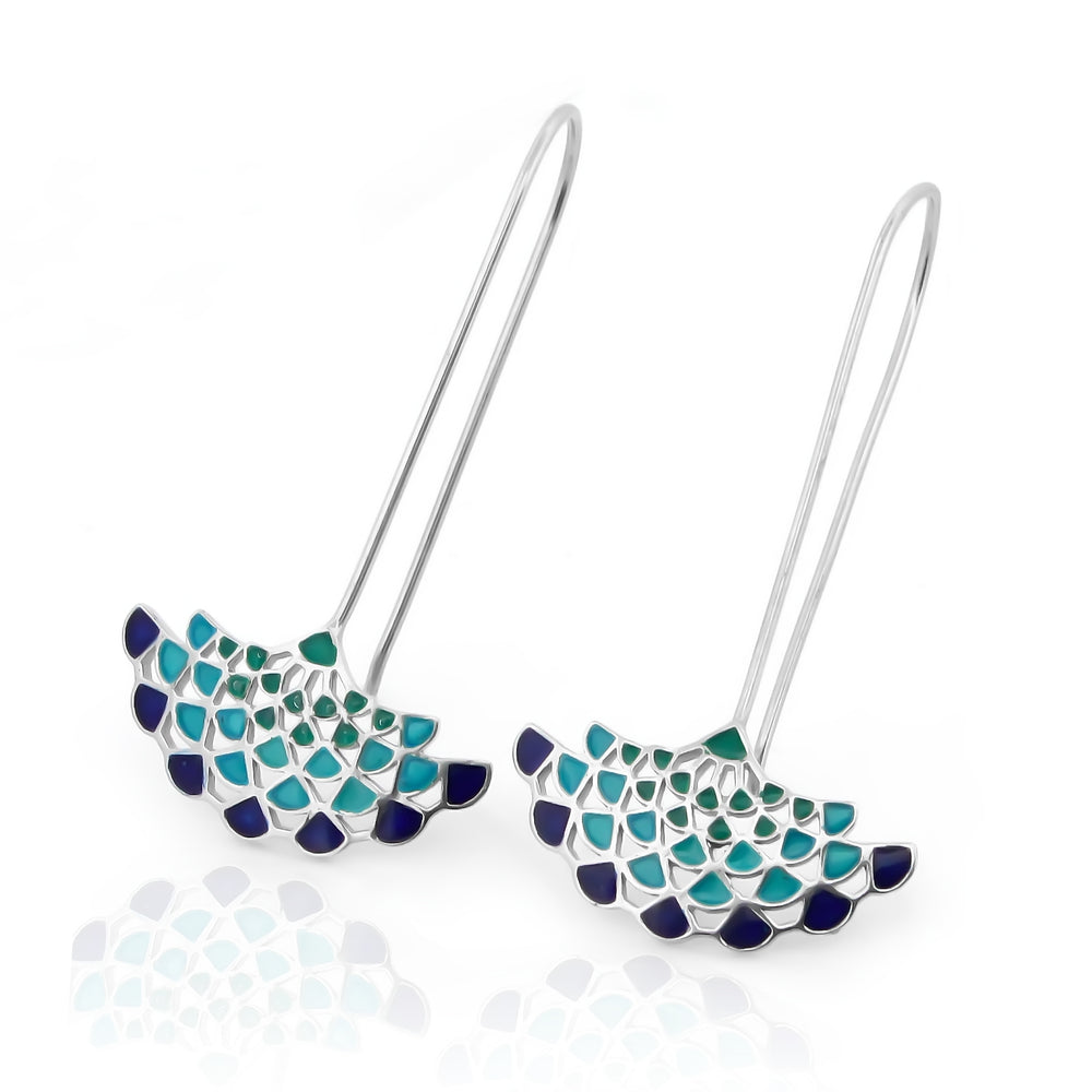silver Peacock Feather Earrings