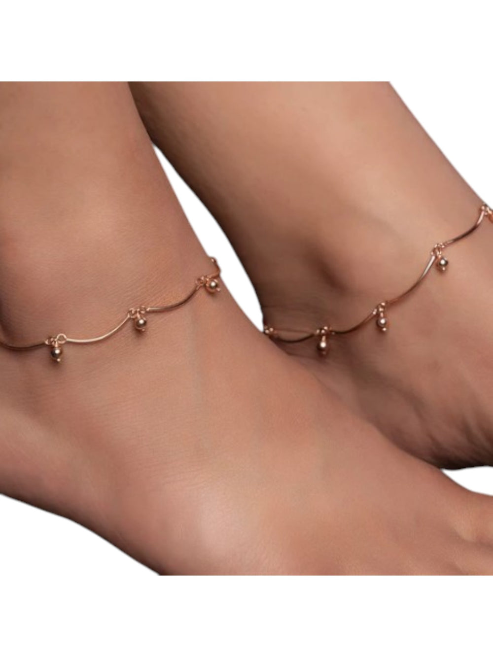 Rose Gold Beaded 925 Sterling Silver Anklet By Kesardeep Impex For Women