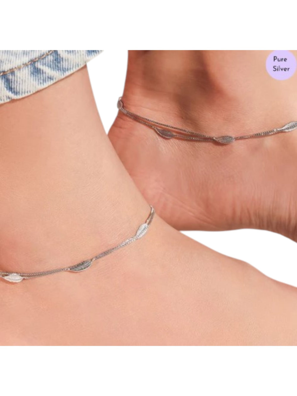 Leafy Multistring Chained 925 Sterling Silver Anklet By Kesardeep Impex For Women