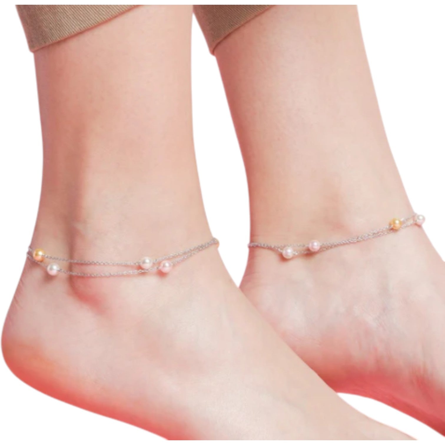 925 Sterling Silver Pearls Rhodium-Plated Anklets By Kesardeep Impex For Women