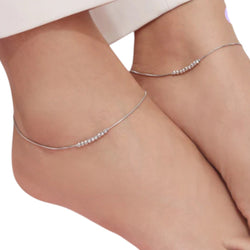 Triple Tone Weave Chain 925 Silver Anklet By Kesardeep Impex For Women