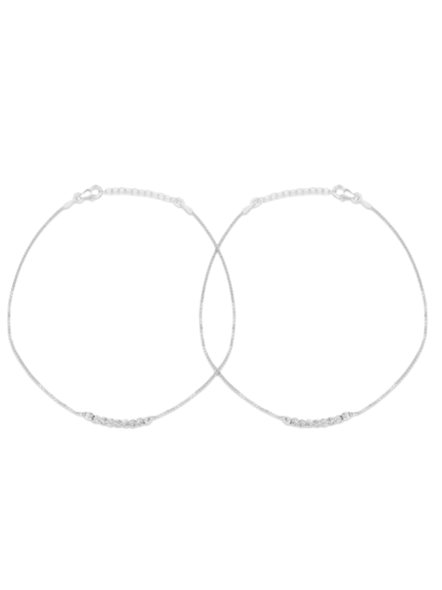 Sophisticated 925 Sterling Silver Rhodium Plated Box Chain Anklet By Kesardeep Impex For Women