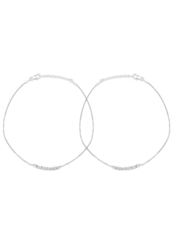 Sophisticated 925 Sterling Silver Rhodium Plated Box Chain Anklet By Kesardeep Impex For Women