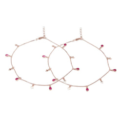 Star Rose Gold Plated Colour CZ 925 Sterling Silver Anklet By Kesardeep Impex For Women