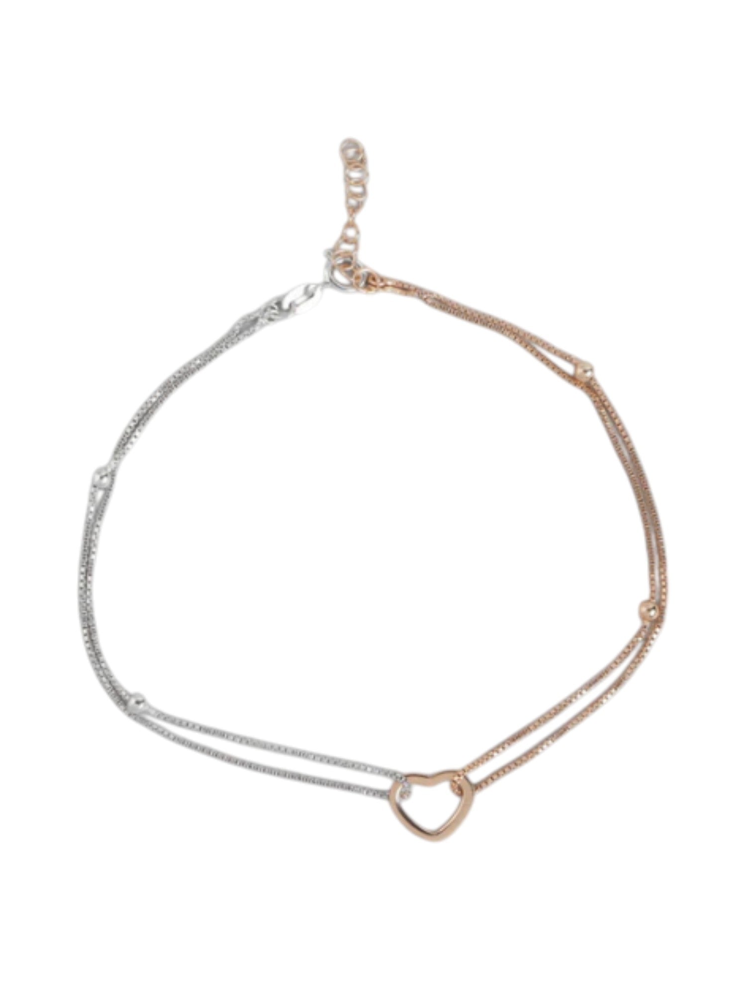 925 Sterling Silver Modest Heart Dual-Colour Plating Chain Anklet By Kesardeep Impex For Women