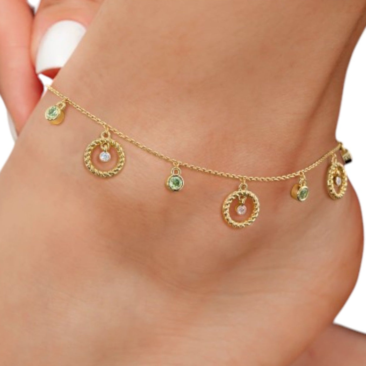 Golden Circle 925 Sterling Silver Heart Charm Bling  Anklet By Kesardeep Impex For Women
