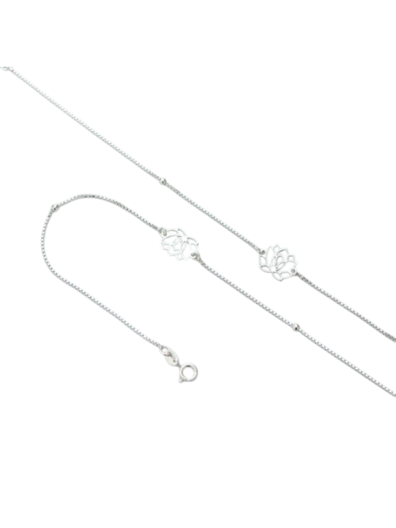 Floral Rhodium Plated 925 Sterling Silver Anklet By Kesardeep Impex For Women