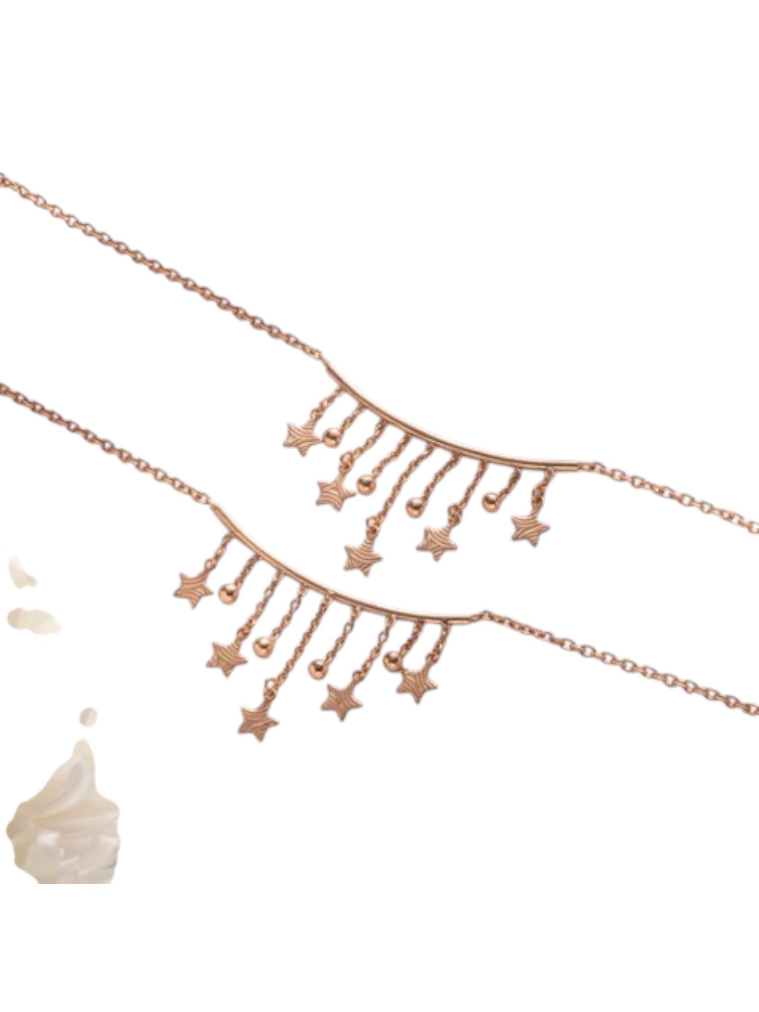 Hanging Stars Rose Gold Plated 925 Sterling Silver Chained Anklet By Kesardeep Impex For Women