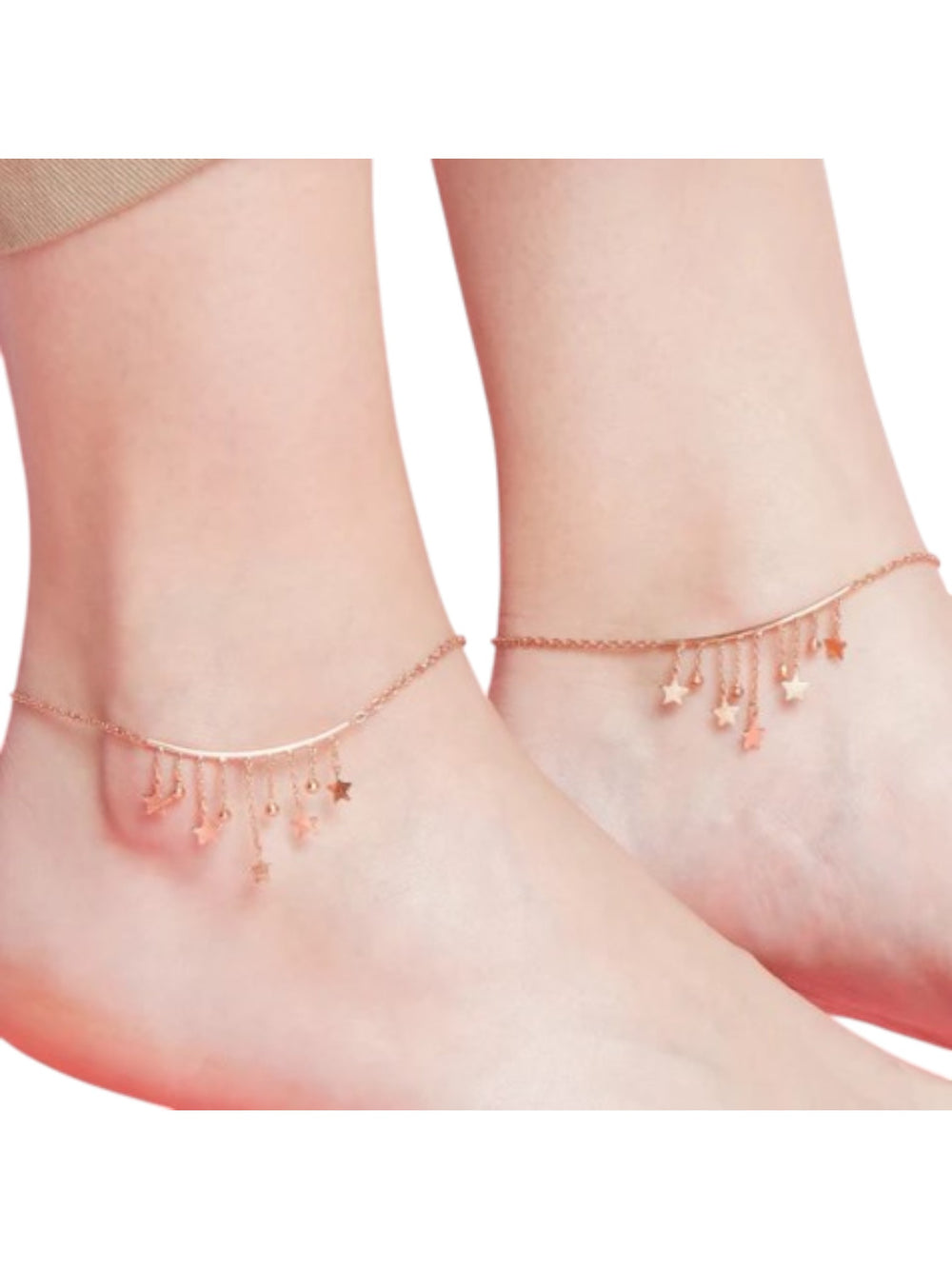 Hanging Stars Rose Gold Plated 925 Sterling Silver Chained Anklet By Kesardeep Impex For Women
