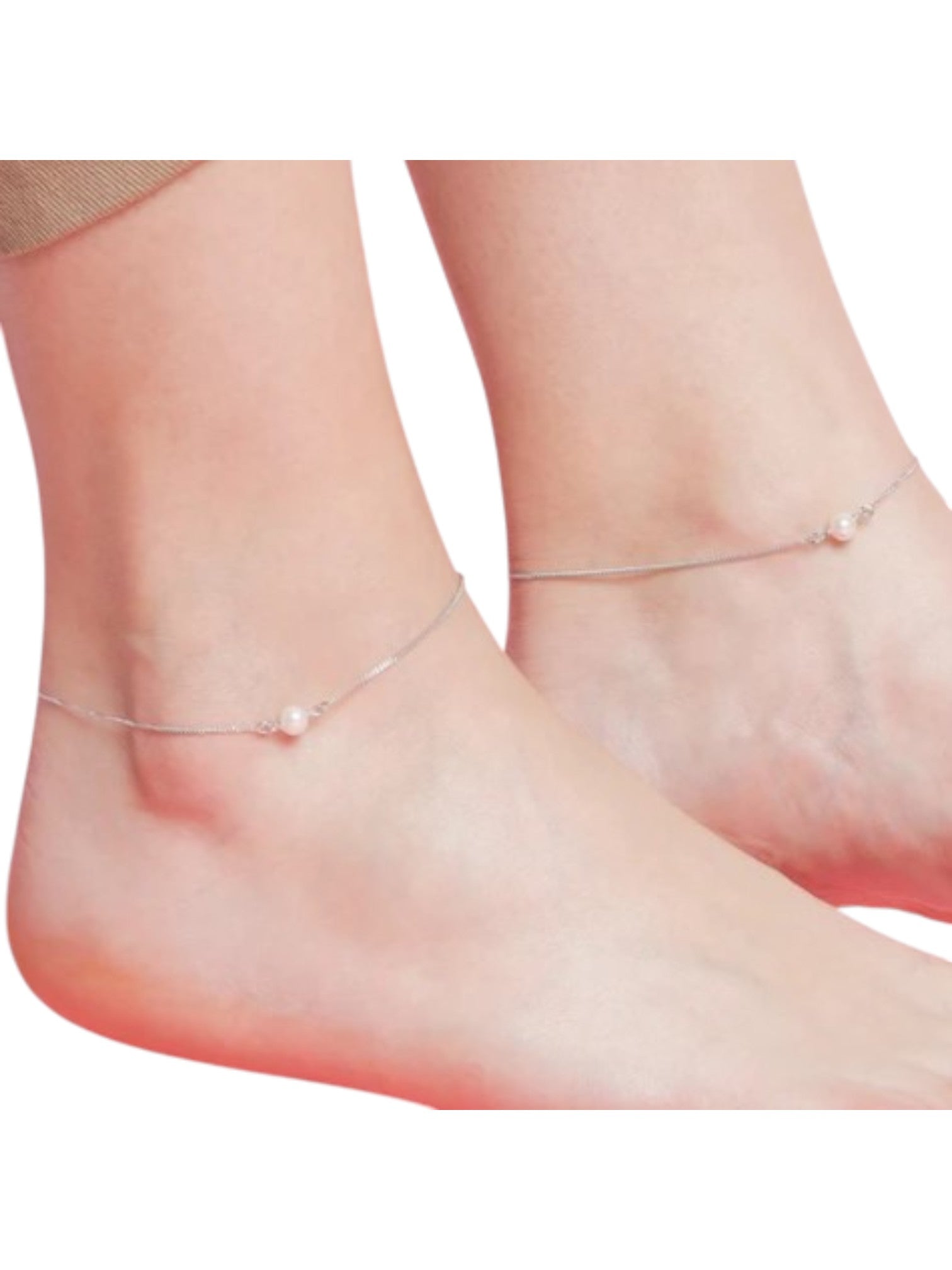 White Pearl Rhodium Plated 925 Sterling Silver Chain Anklet By Kesardeep Impex For Women