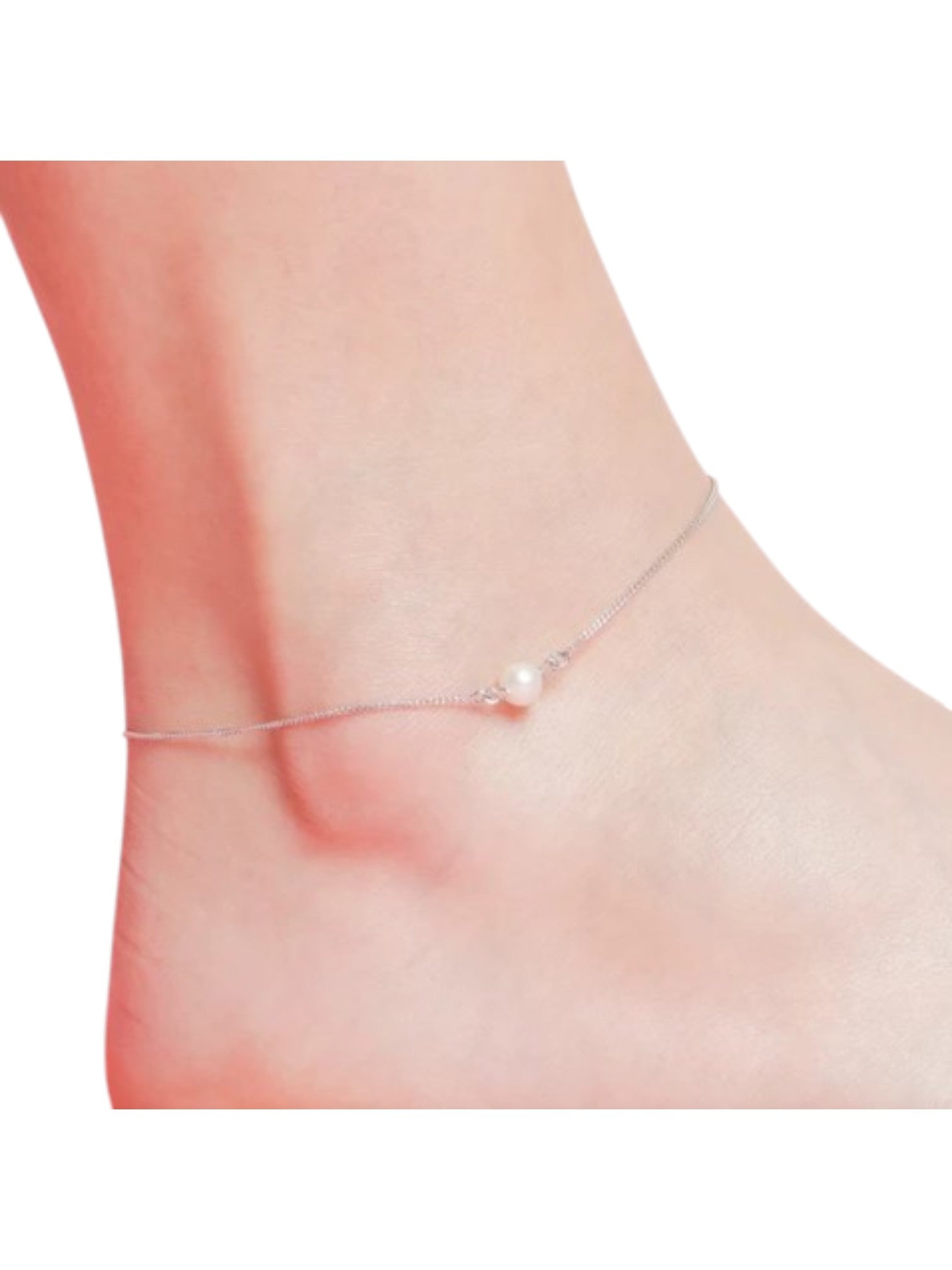 White Pearl Rhodium Plated 925 Sterling Silver Chain Anklet By Kesardeep Impex For Women