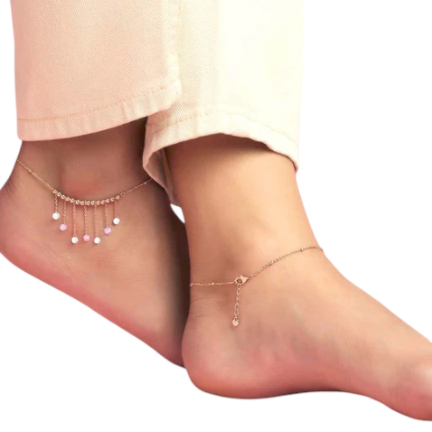 Rose-Gold Plated 925 Sterling Silver Drop Anklet By Kesardeep Impex For Women
