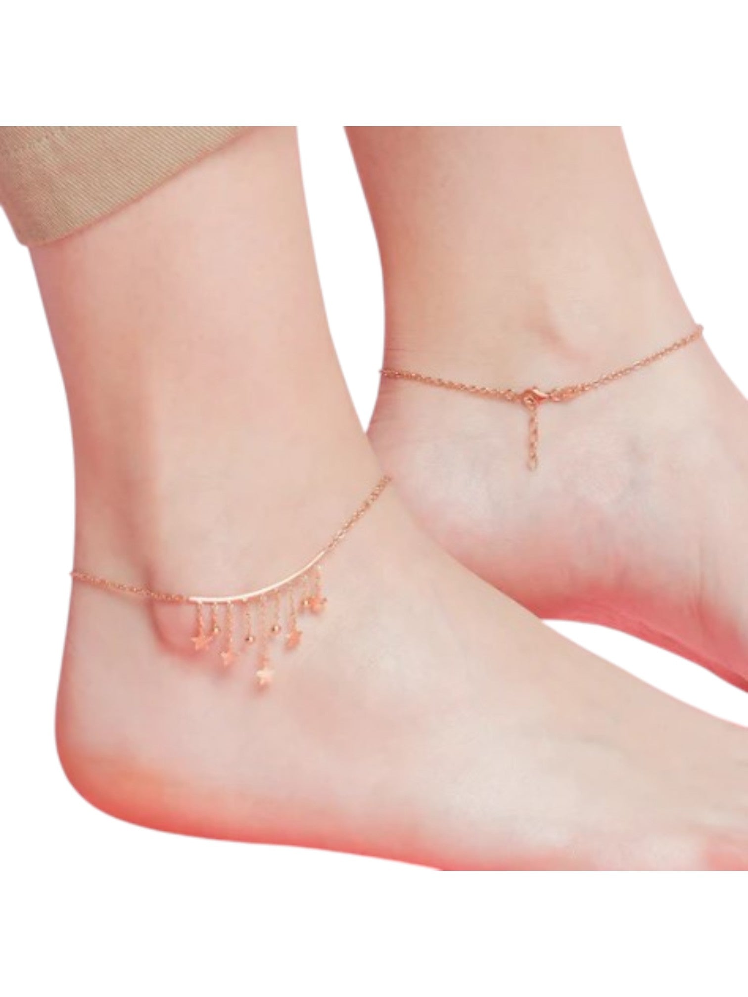 Hanging Stars Rose Gold Plated 925 Sterling Silver Chained Anklet By Kesardeep Impex For Women