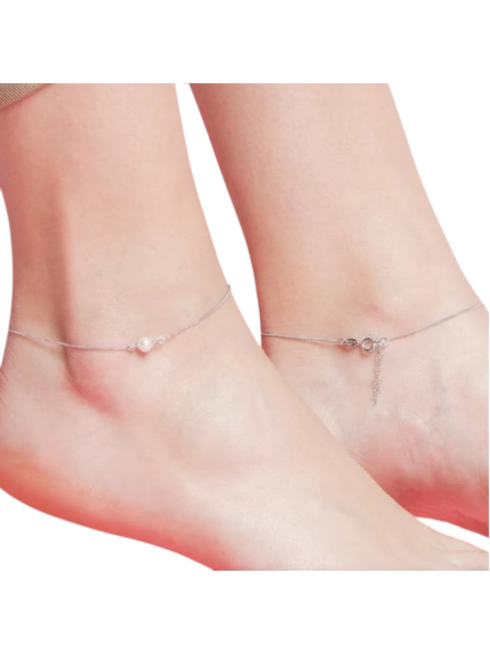 White Pearl Rhodium Plated 925 Sterling Silver Chain Anklet By Kesardeep Impex For Women