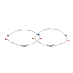 Rainbow Butterfly Rhodium Plated 925 Sterling Silver Anklet By Kesardeep Impex For Women