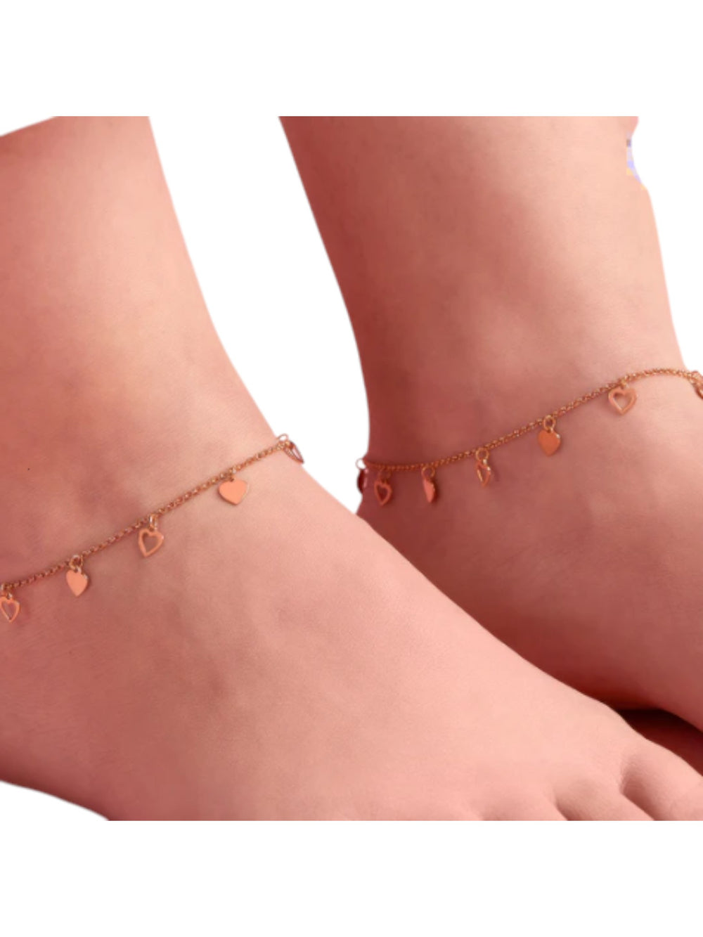 925 Sterling Silver Golden Hearts Silver Chain Anklet By Kesardeep Impex For Women