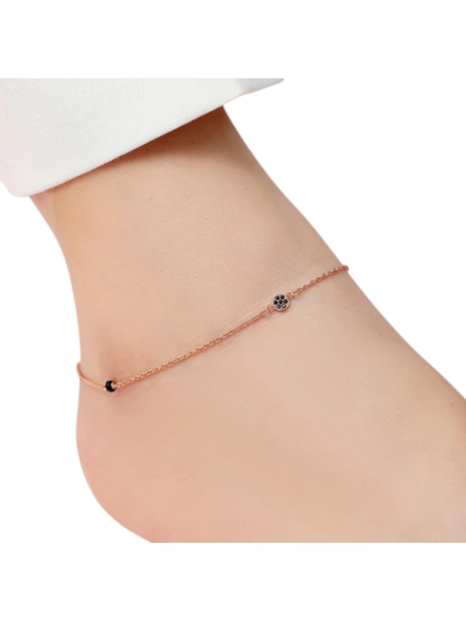 Enchanting Charm Rose Gold Plated 925 Sterling Silver Adjustable Link Chain Anklet By Kesardeep Impex For Women