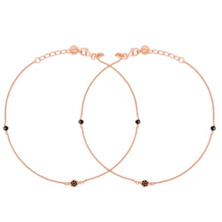 Enchanting Charm Rose Gold Plated 925 Sterling Silver Adjustable Link Chain Anklet By Kesardeep Impex For Women
