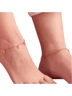 925 Sterling Silver Golden Hearts Silver Chain Anklet By Kesardeep Impex For Women