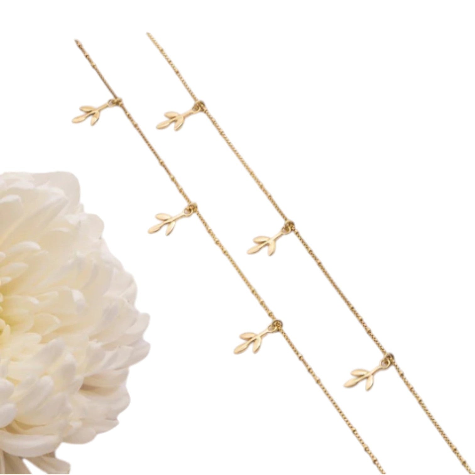 Gilded Leaves Elegance Gold-Plated 925 Sterling Silver Leaf Anklet By Kesardeep Impex For Women