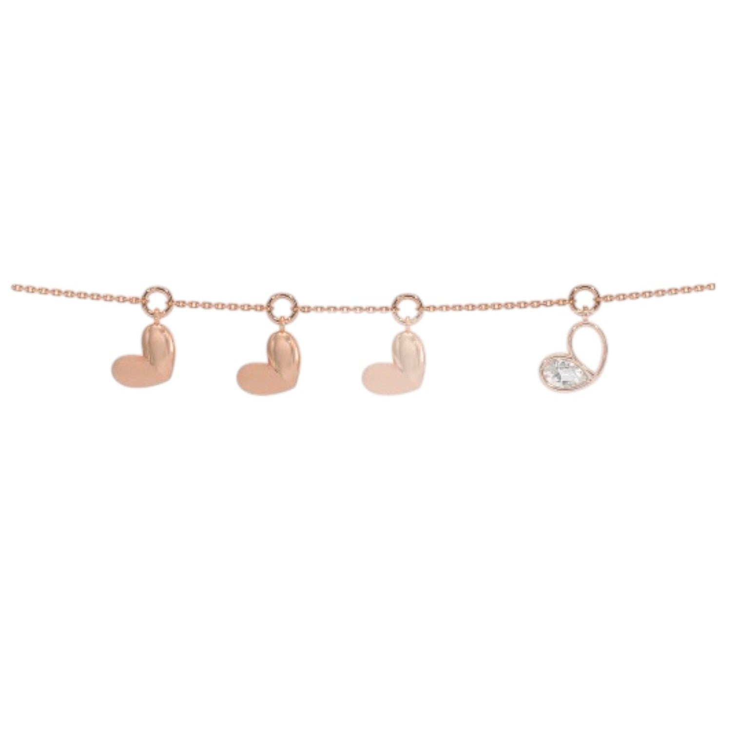 Rose Gold Heart 925 Sterling Silver Heart Charm Bling  Anklet By Kesardeep Impex For Women